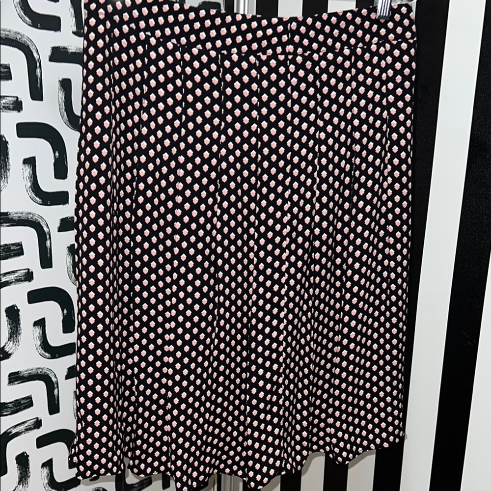 Talbots Black and White Patterned Midi Skirt
